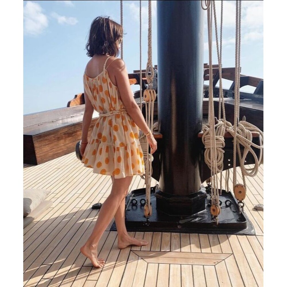 Rhode Resort Nalla Marigold Floral Print Mini Dress Swing Sleeveless XS 283928